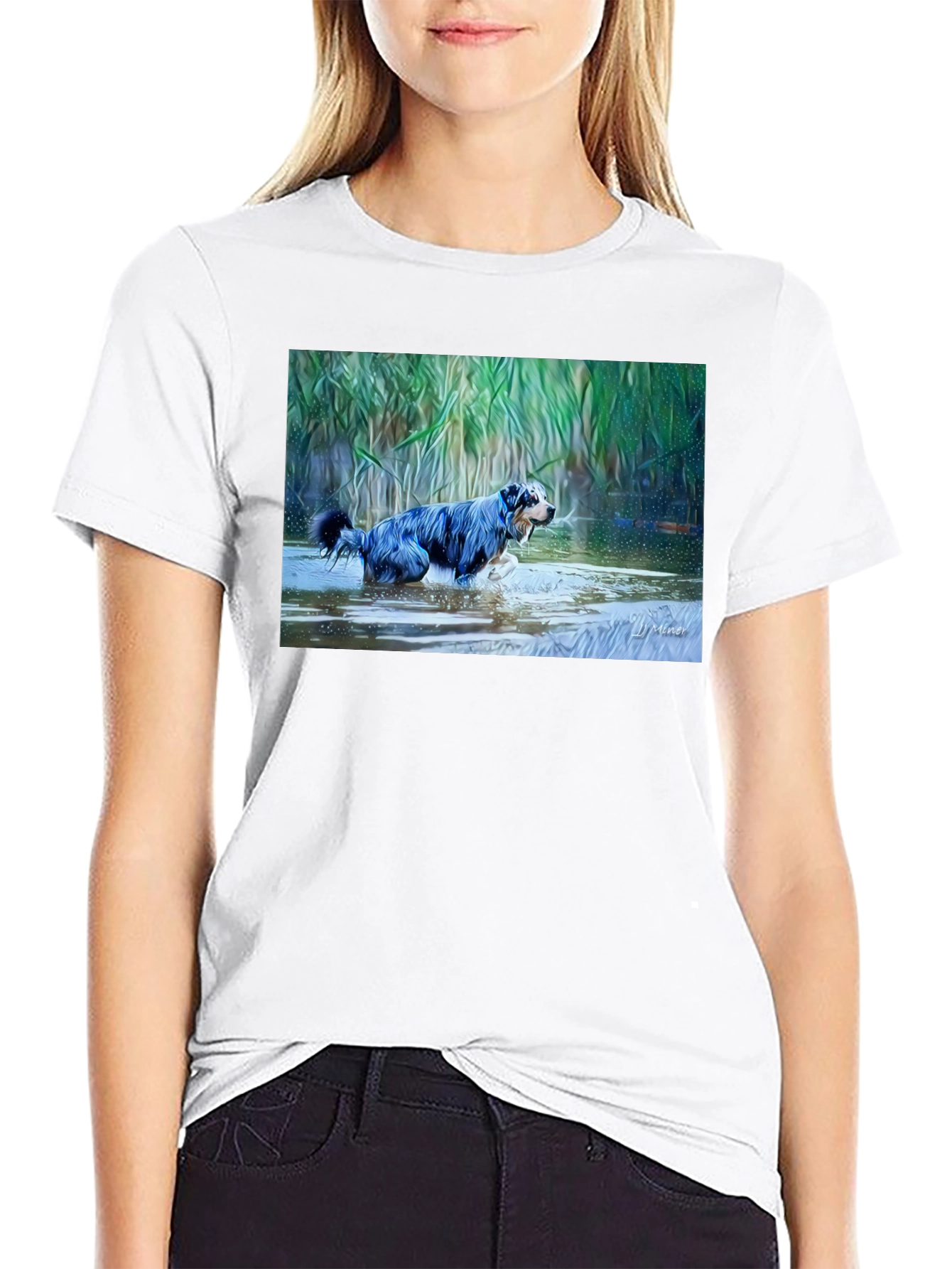 Dog in Water Graphic T-Shirt