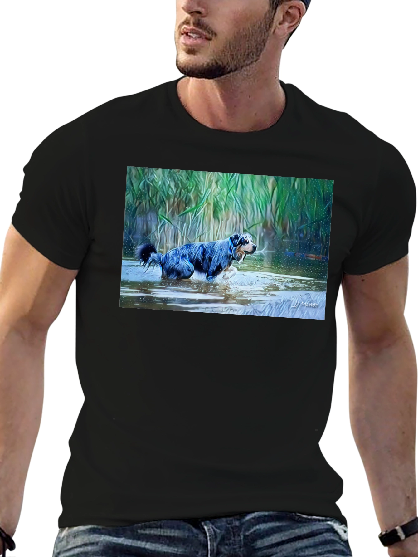Dog in Water Graphic T-Shirt