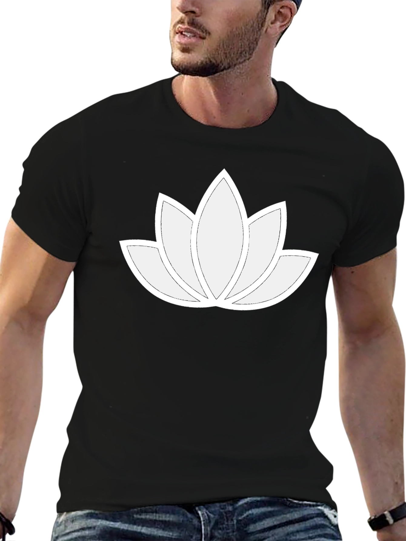 Lotus Flower Graphic Black T-Shirt
