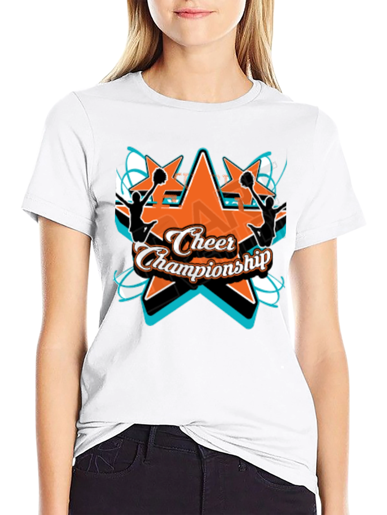 Cheer Championship Graphic Tee - Black Cotton