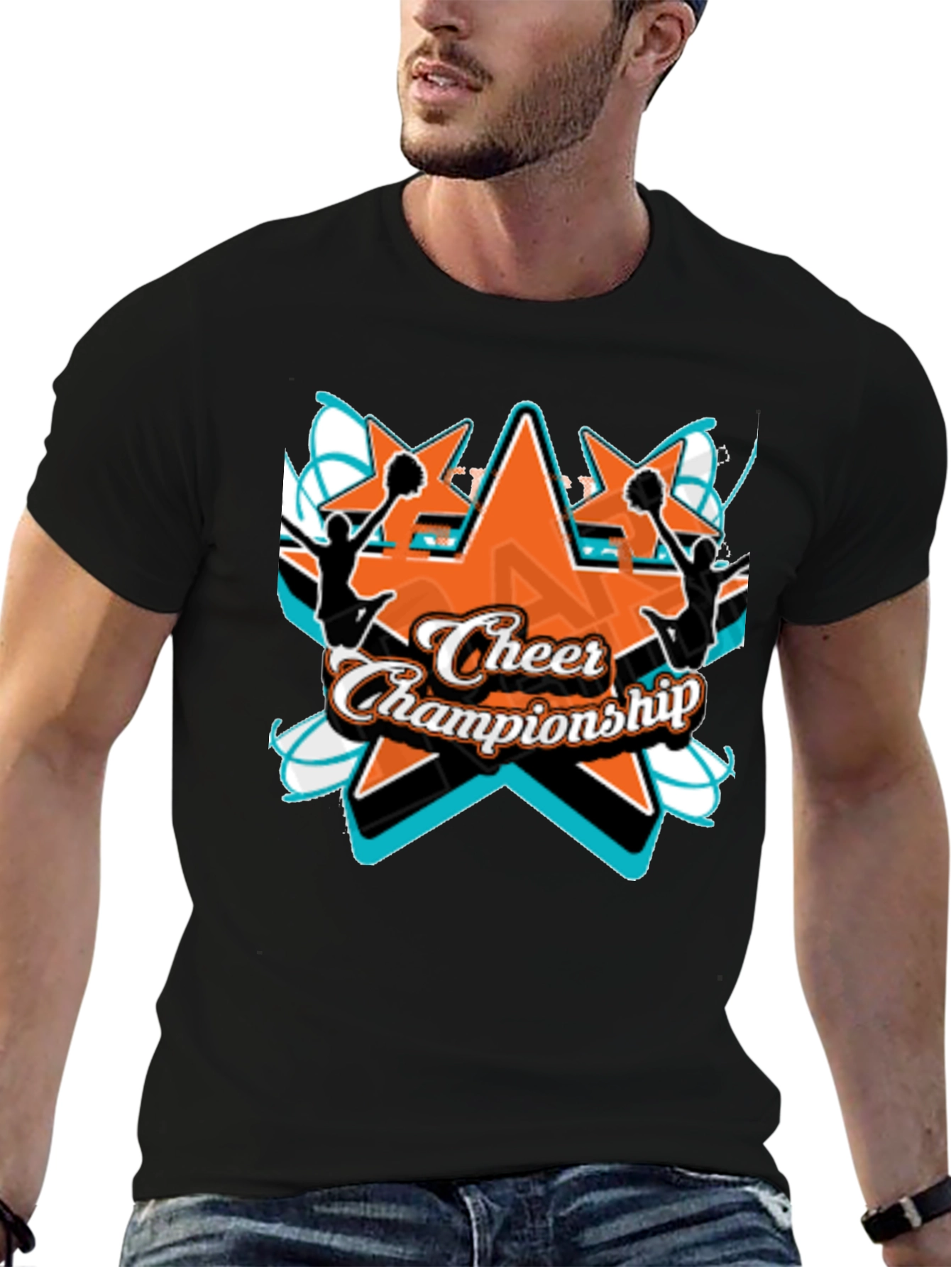 Cheer Championship Graphic Tee - Black Cotton