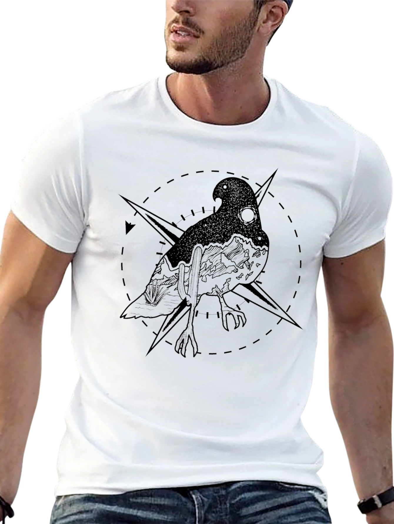 Mystic Bird Compass Graphic Tee - Black