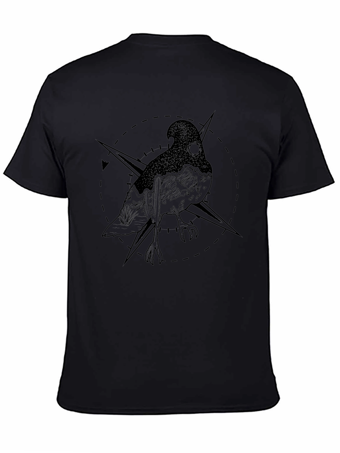 Mystic Bird Compass Graphic Tee - Black