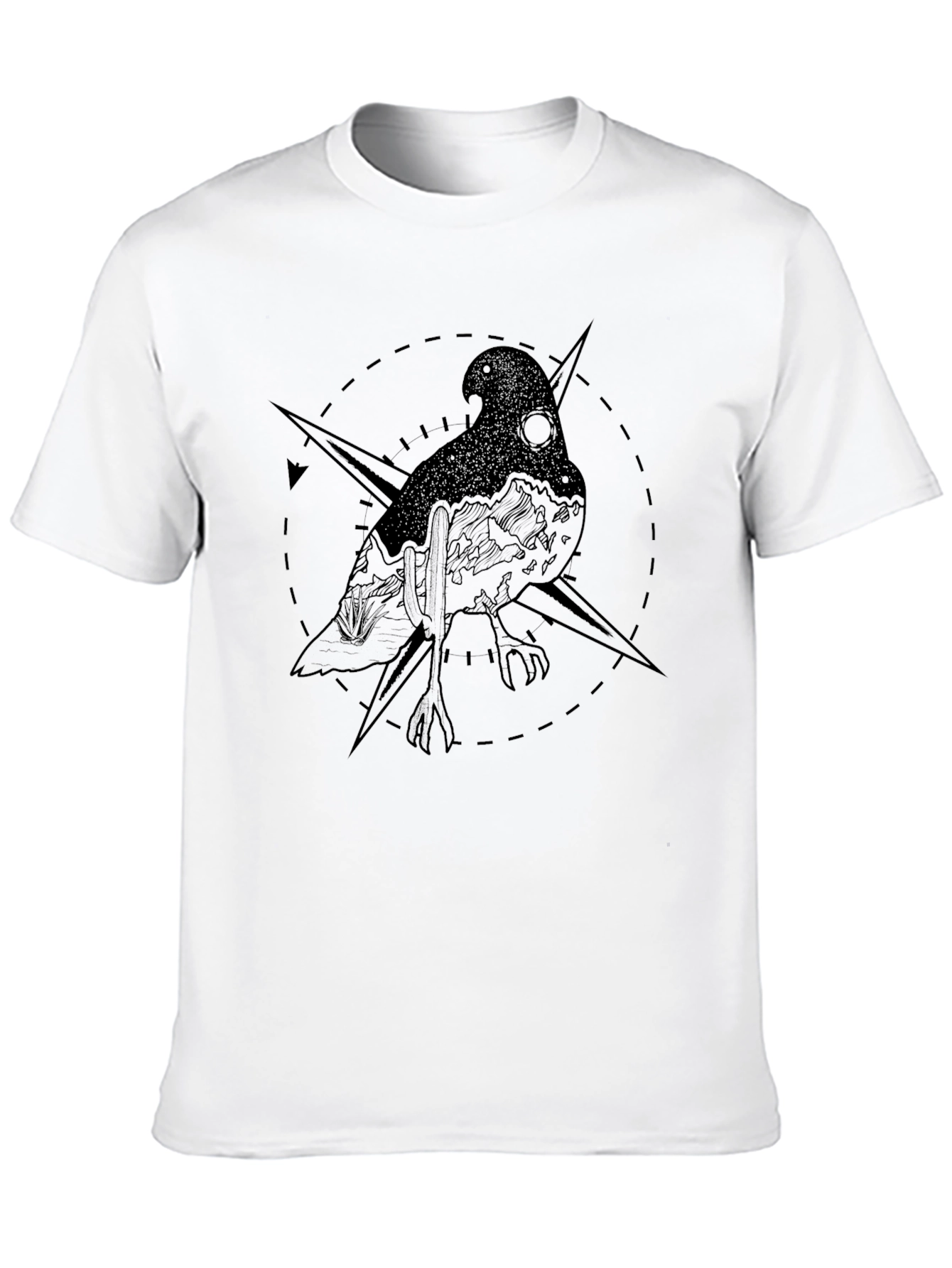 Mystic Bird Compass Graphic Tee - Black