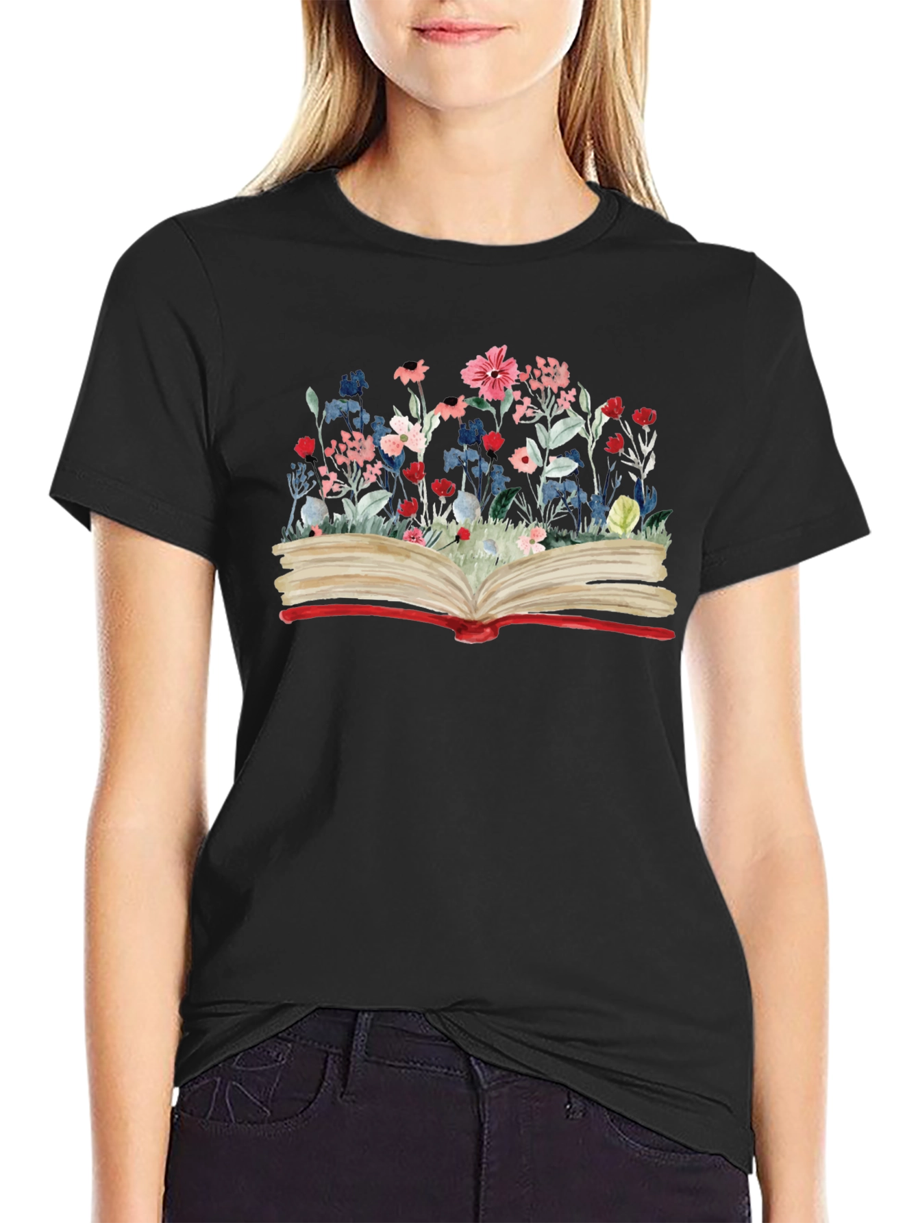 Floral Book Graphic Tee - Read in Bloom
