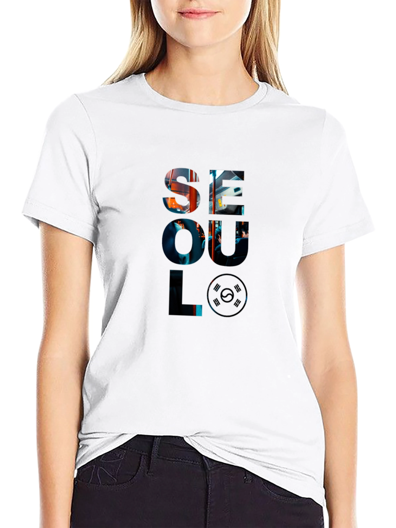 Seoul Graphic Print Black T-Shirt