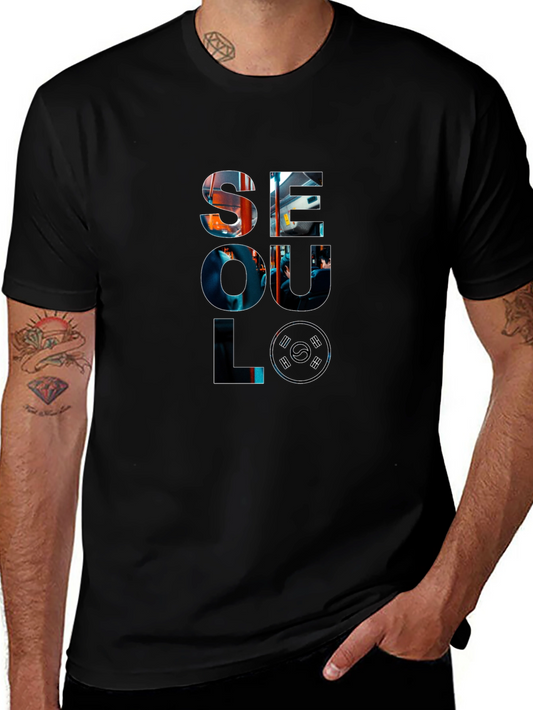 Seoul Graphic Print Black T-Shirt