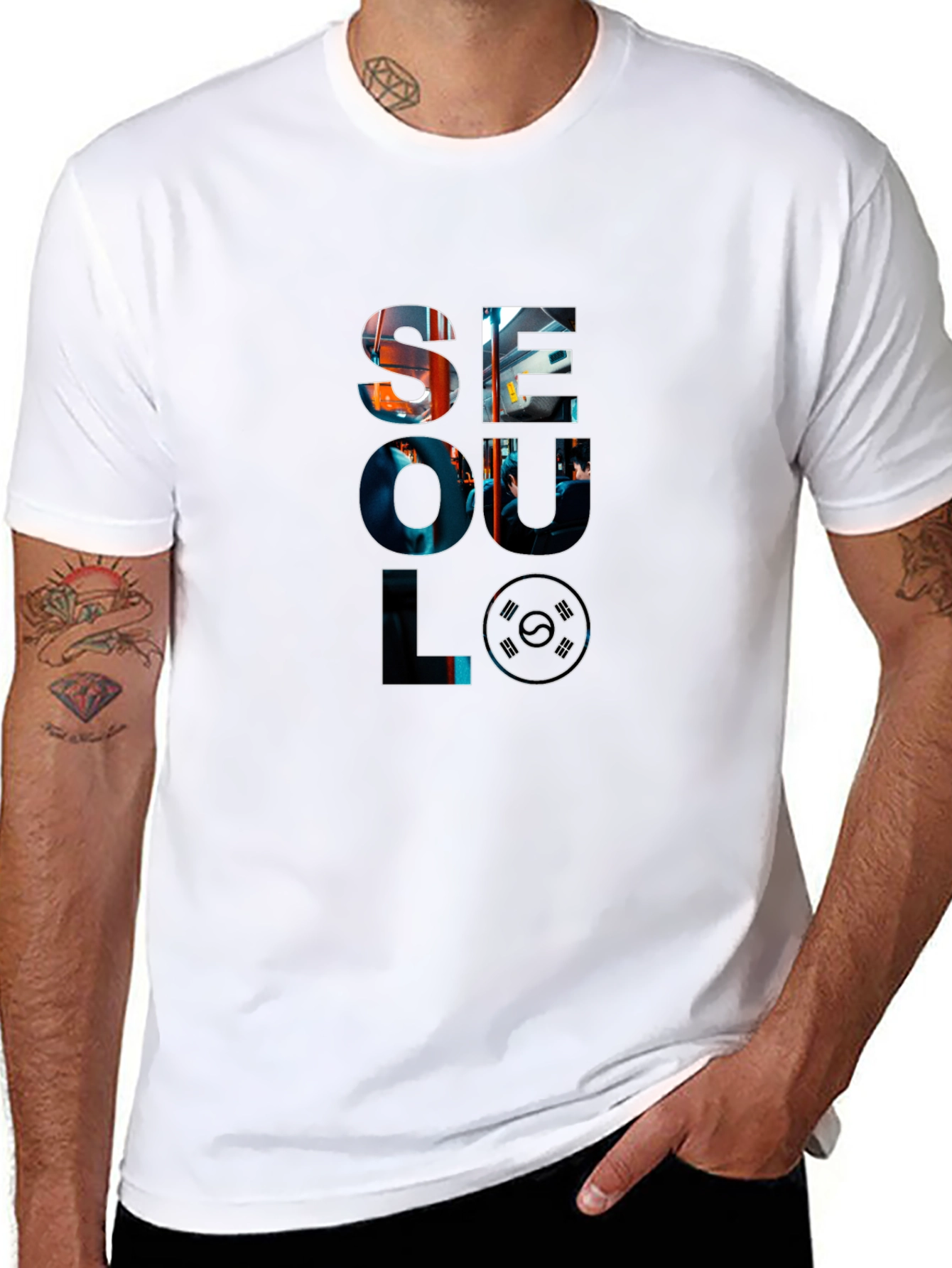 Seoul Graphic Print Black T-Shirt
