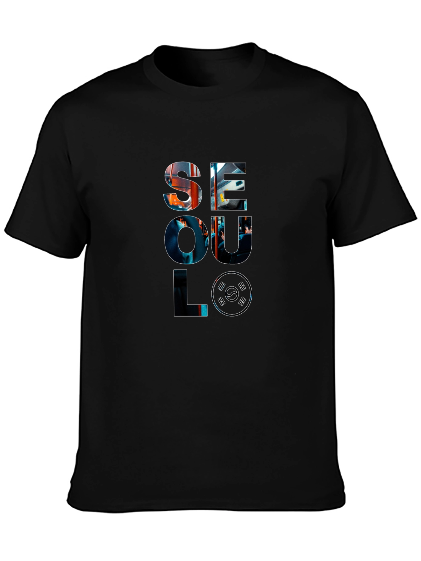 Seoul Graphic Print Black T-Shirt