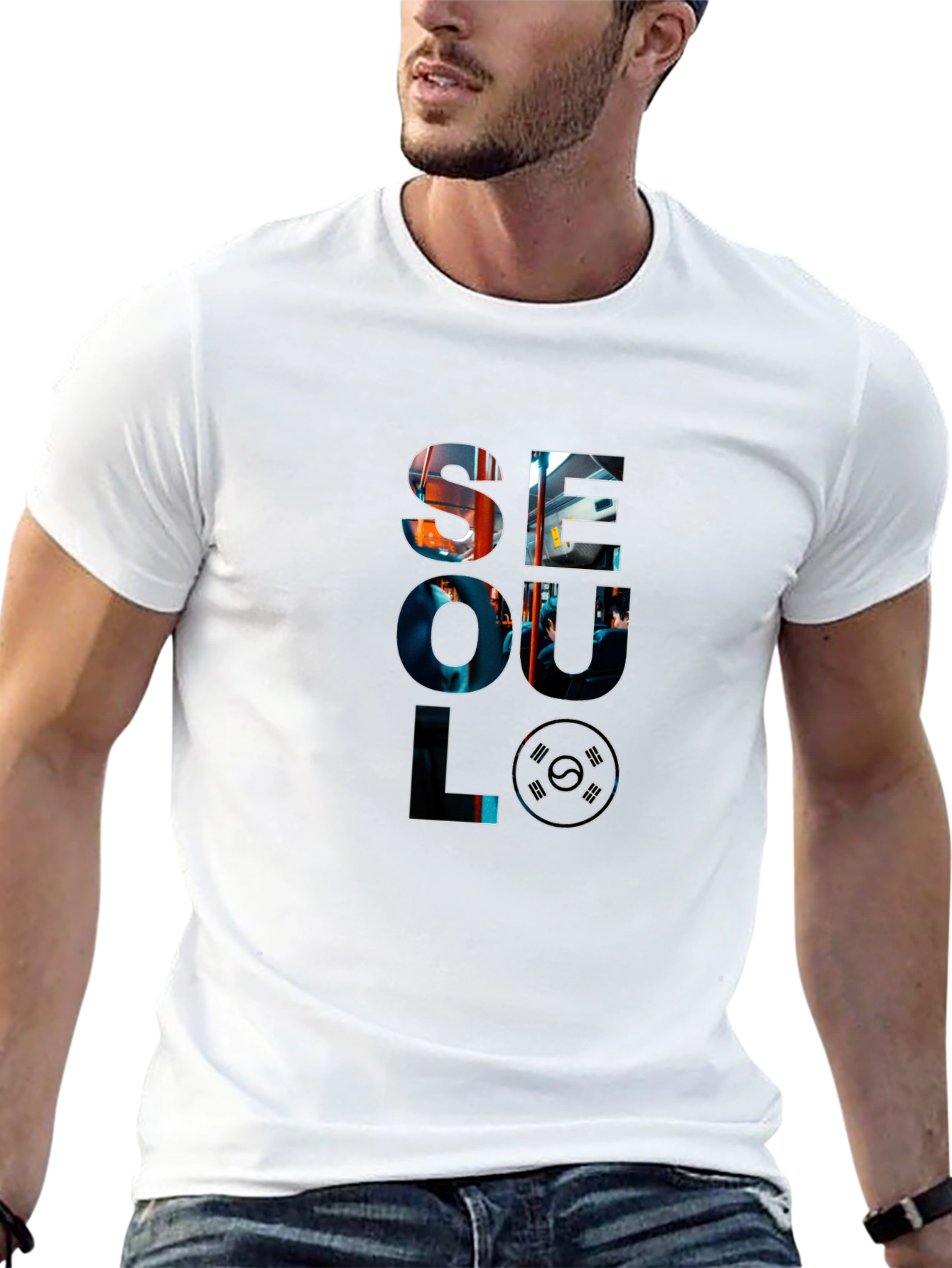 Seoul Graphic Print Black T-Shirt