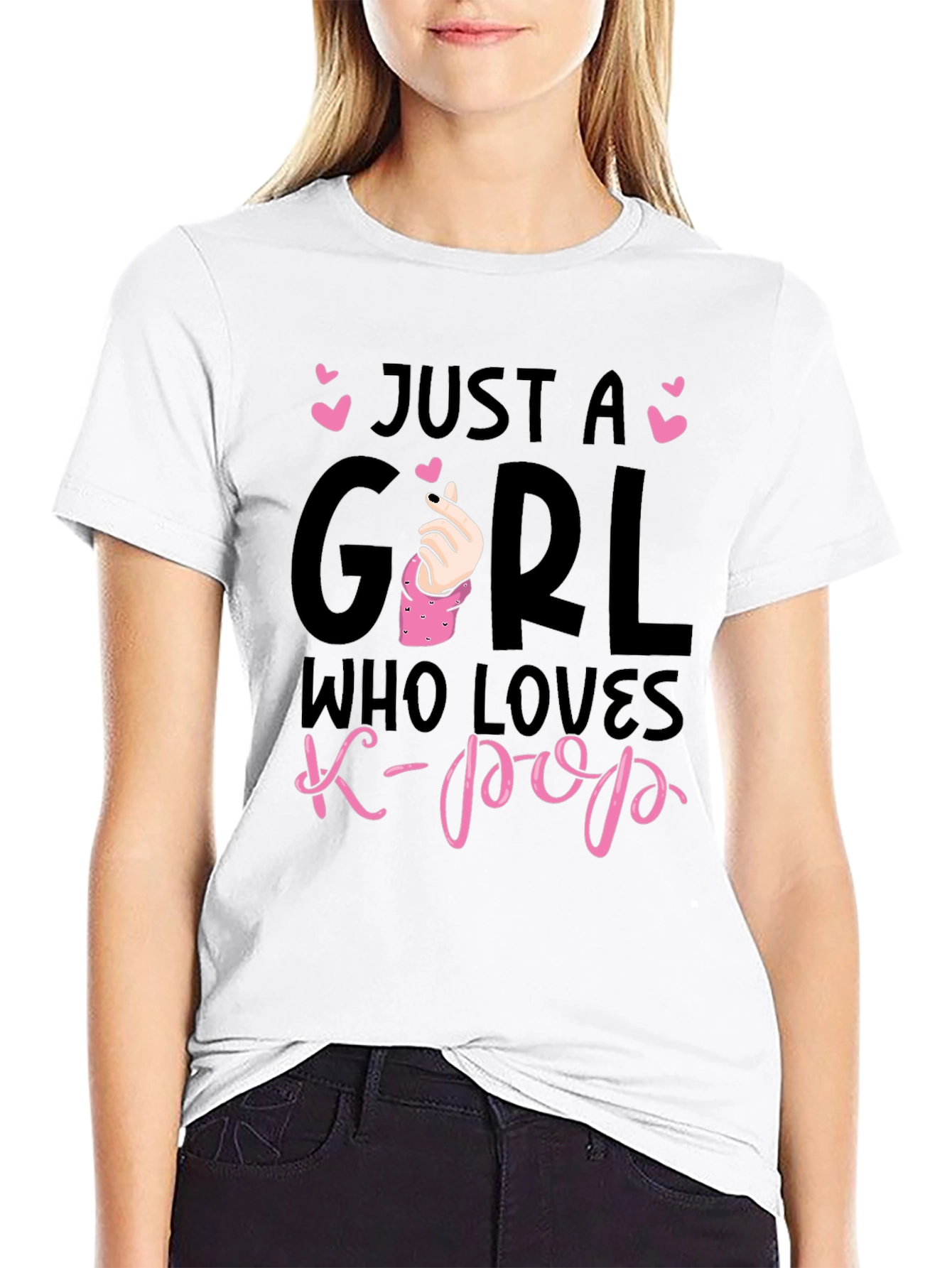 Just A Girl Who Loves K-Pop Black T-Shirt