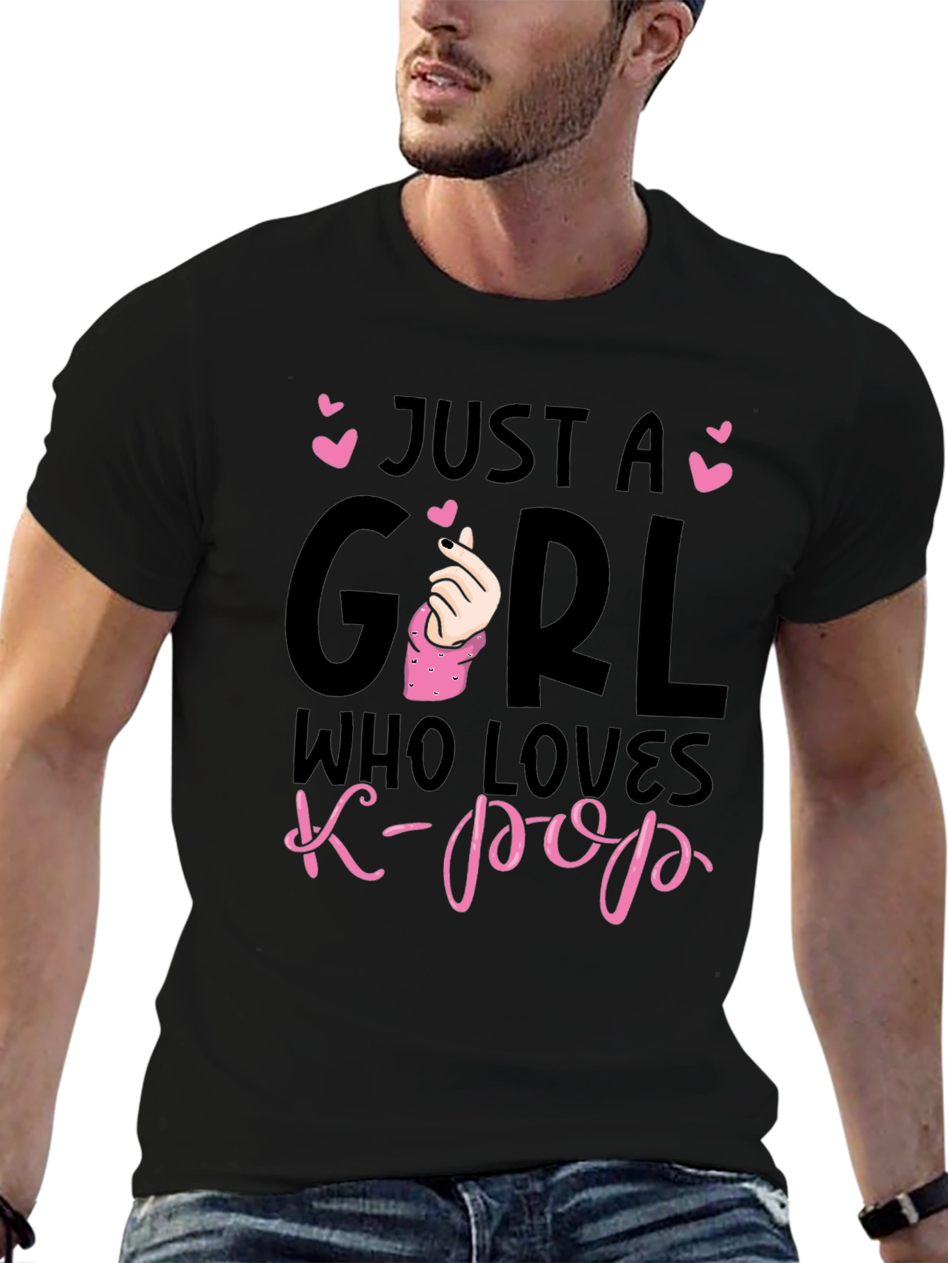 Just A Girl Who Loves K-Pop Black T-Shirt
