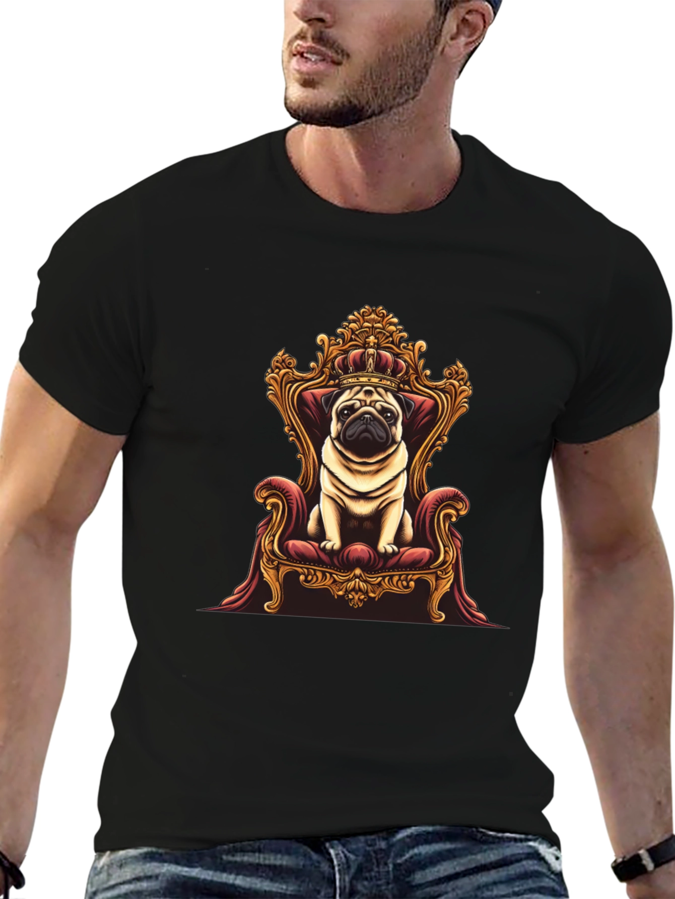 Pug King T-Shirt - Royal Pet Graphic Tee