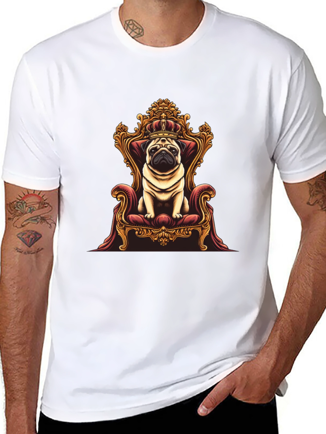 Pug King T-Shirt - Royal Pet Graphic Tee