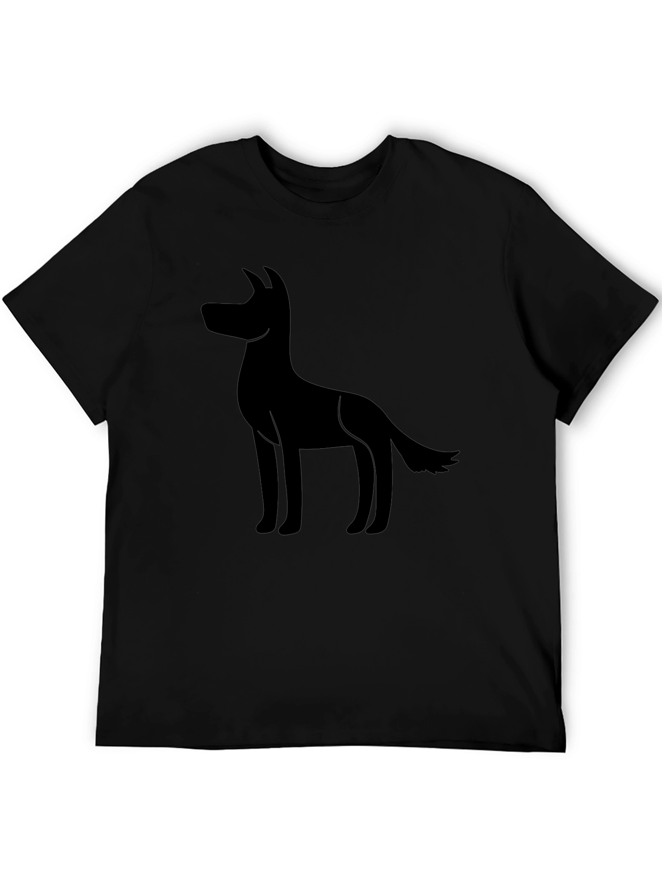 Mens Black T-shirt with Dog Silhouette Graphic Tee