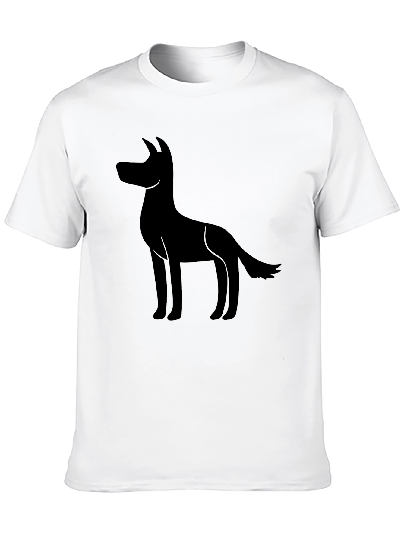 Mens Black T-shirt with Dog Silhouette Graphic Tee