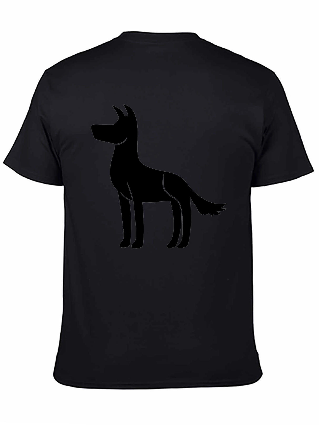 Mens Black T-shirt with Dog Silhouette Graphic Tee
