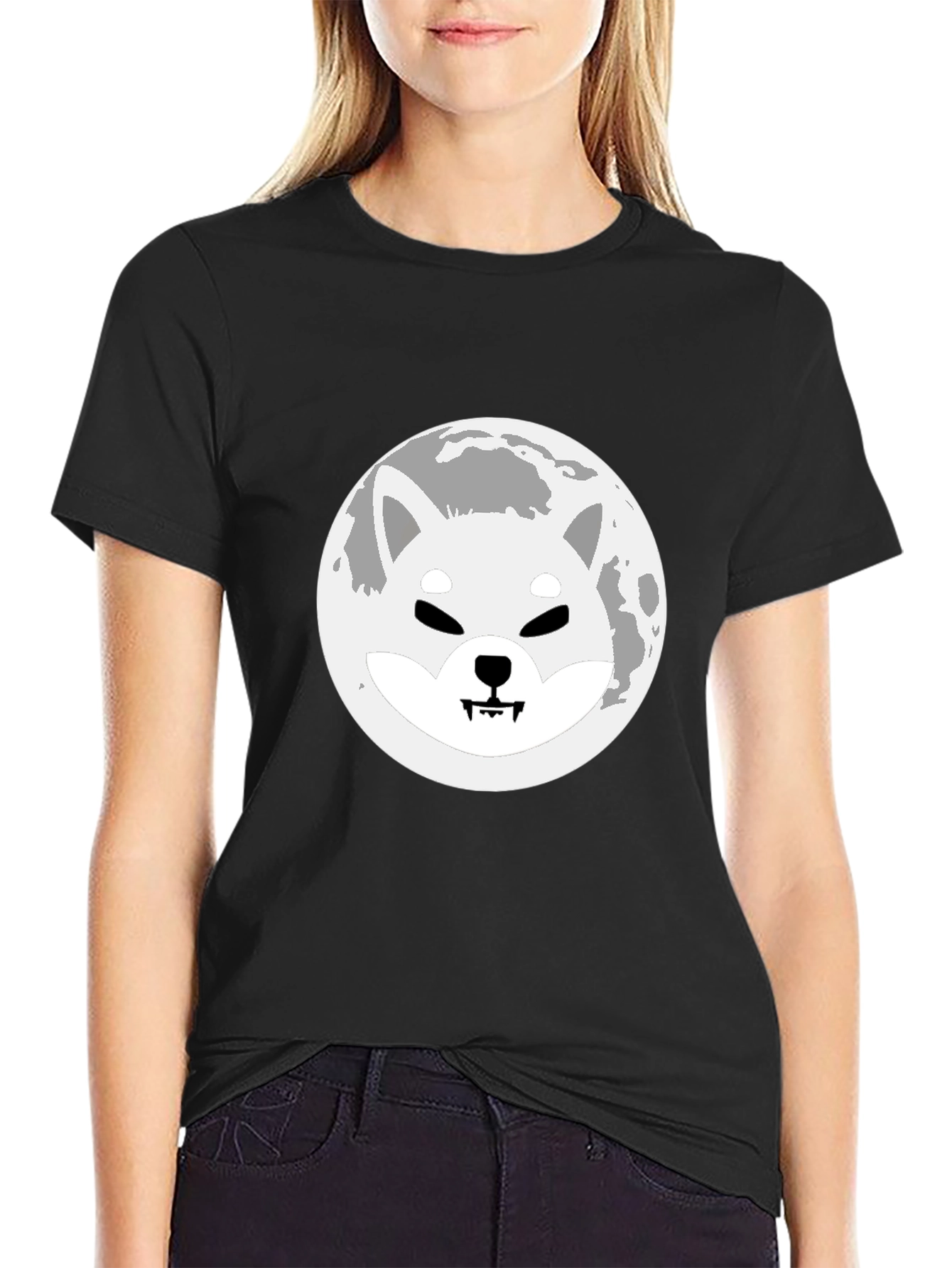 Shiba Inu Moon Black T-Shirt Crypto Doge Meme Tee