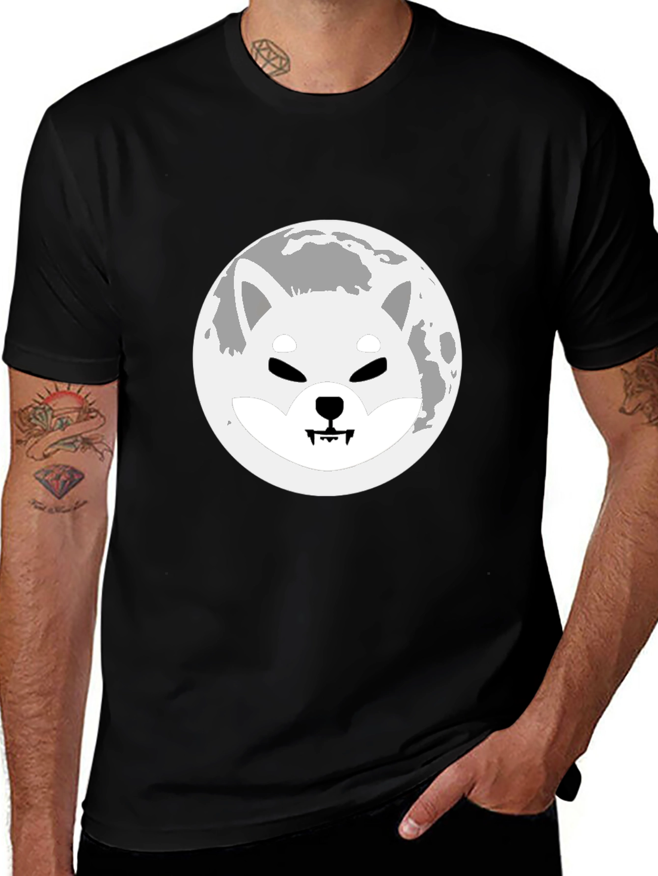 Shiba Inu Moon Black T-Shirt Crypto Doge Meme Tee