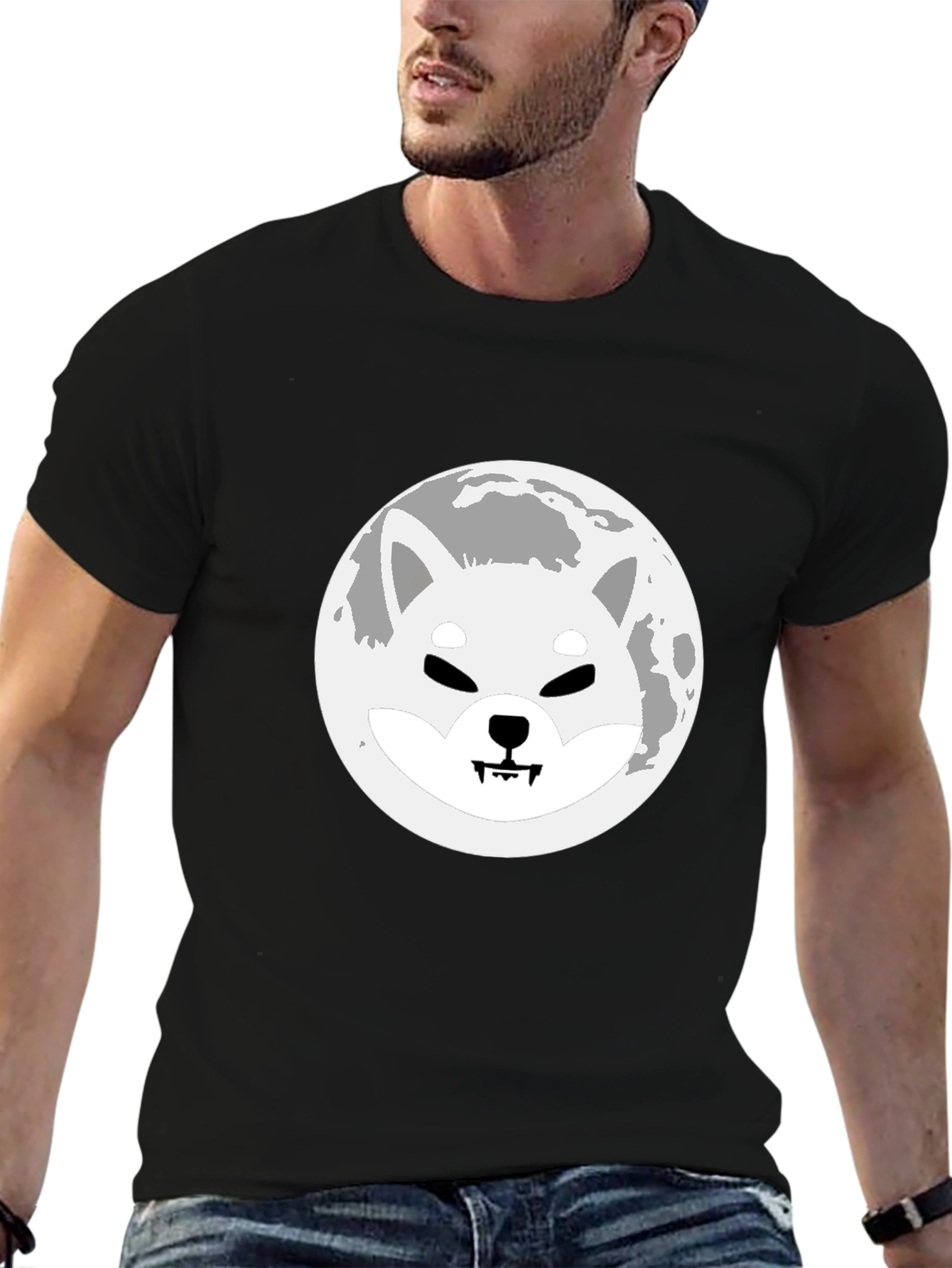 Shiba Inu Moon Black T-Shirt Crypto Doge Meme Tee