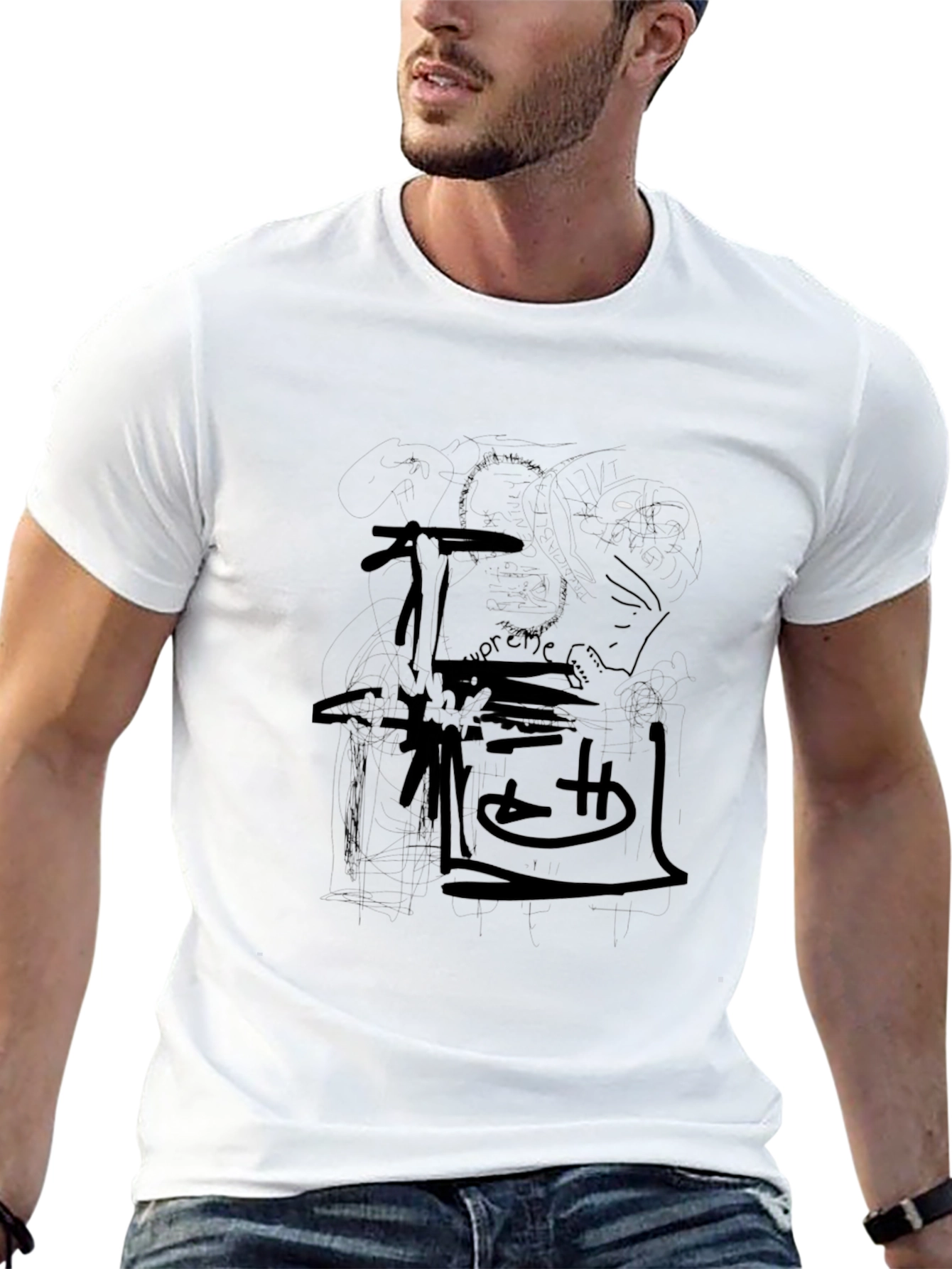 Mens Black Graphic Print Tee