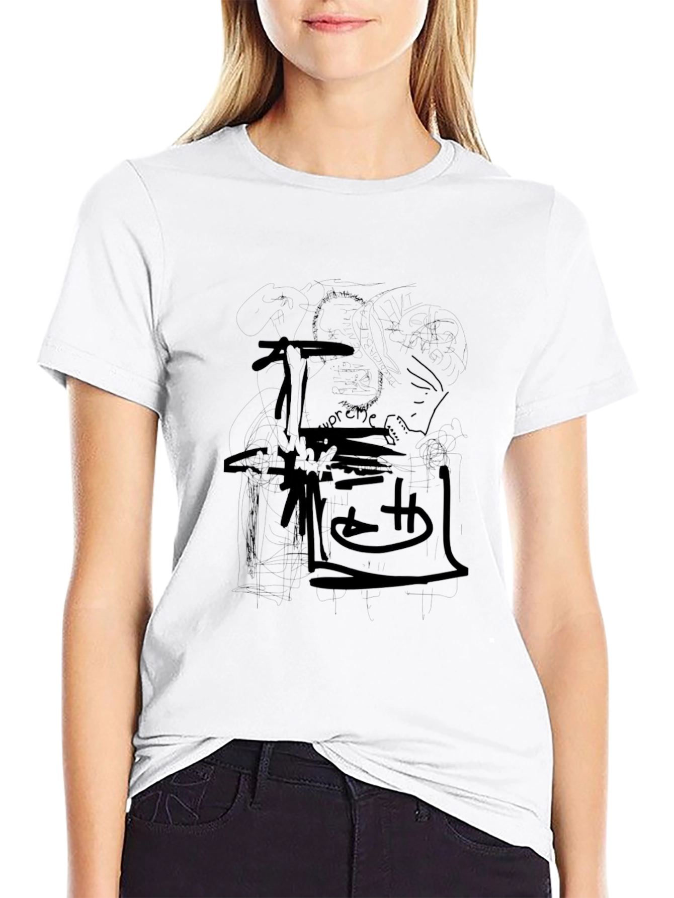 Mens Black Graphic Print Tee