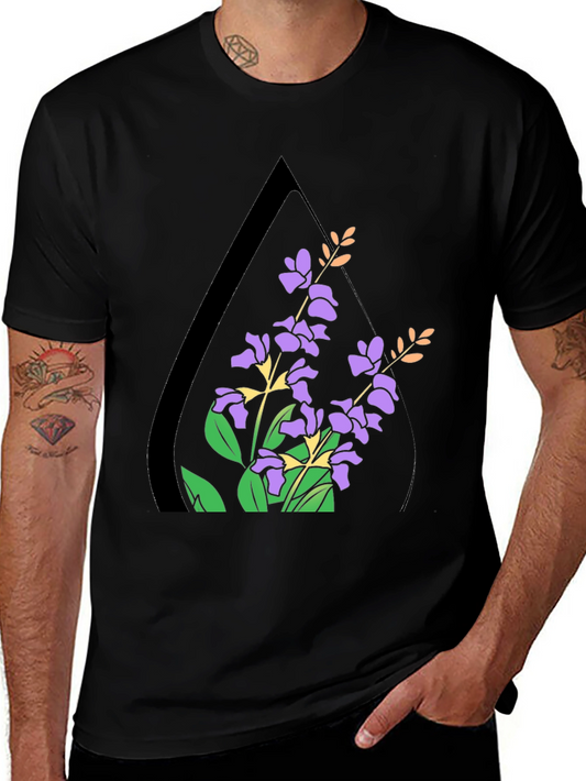 Floral Triangle Graphic Tee - Stylish Mens Black T-Shirt