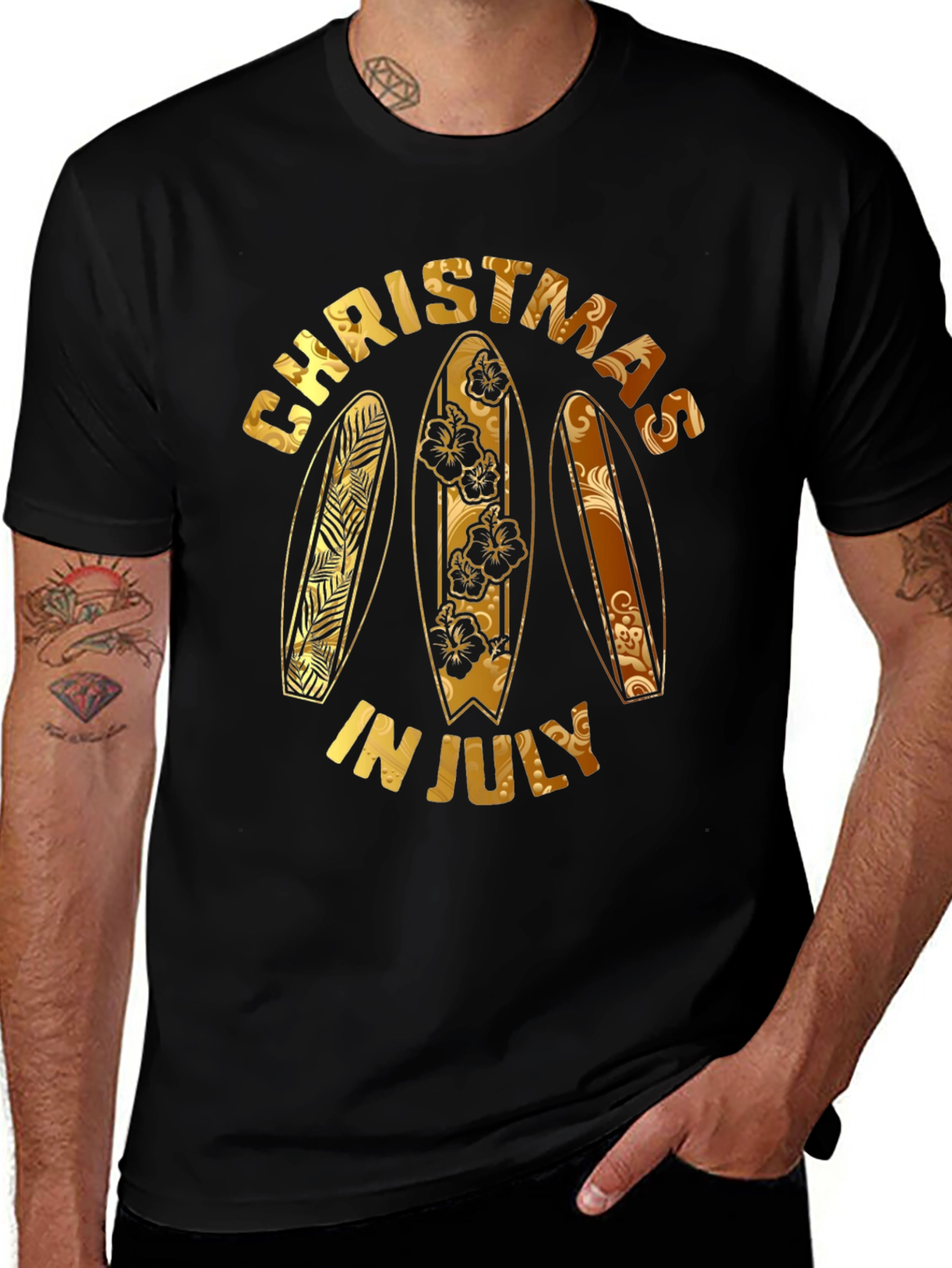Christmas in July Surfboard Graphic Tee