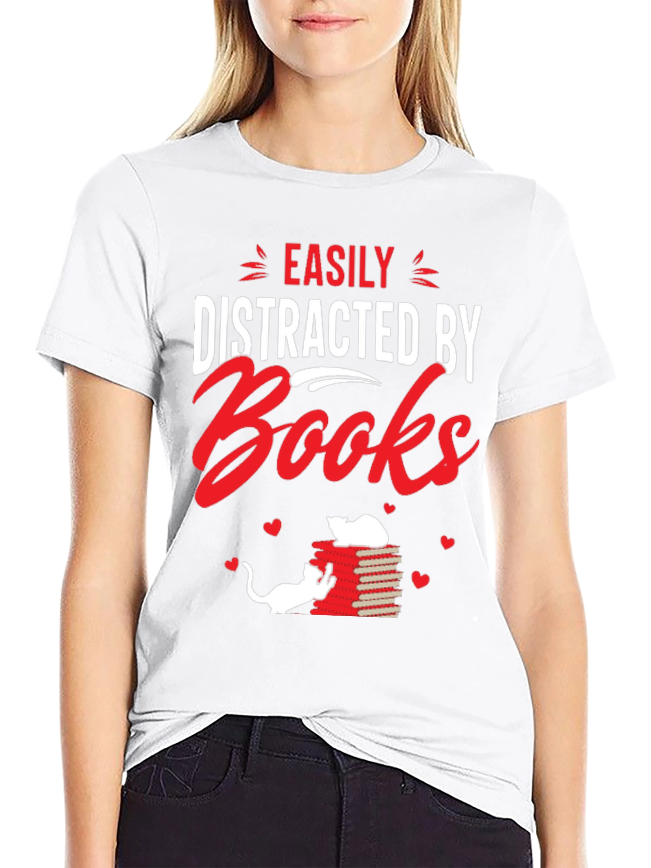 Easily Distracted By Books Graphic T-Shirt