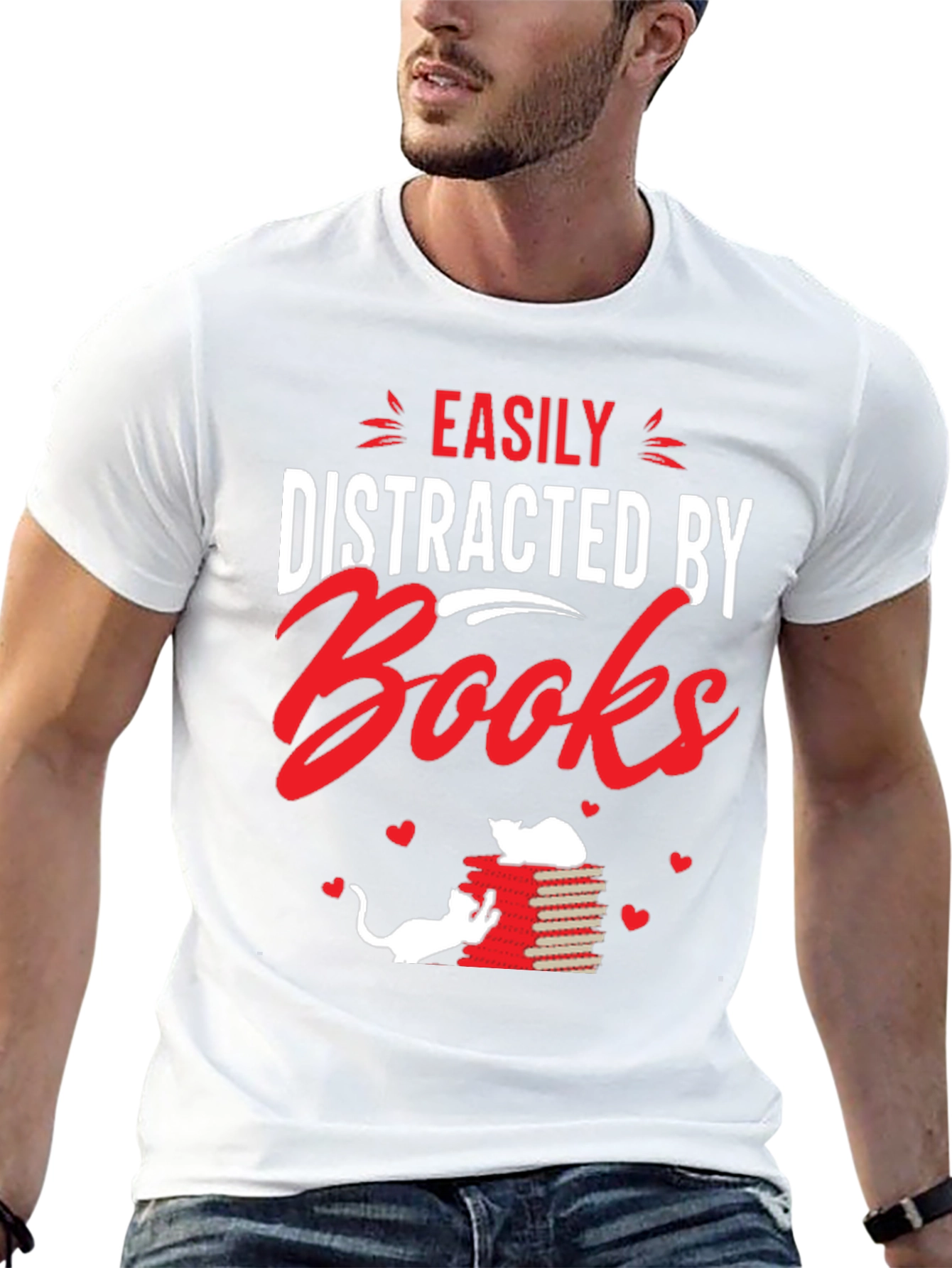 Easily Distracted By Books Graphic T-Shirt