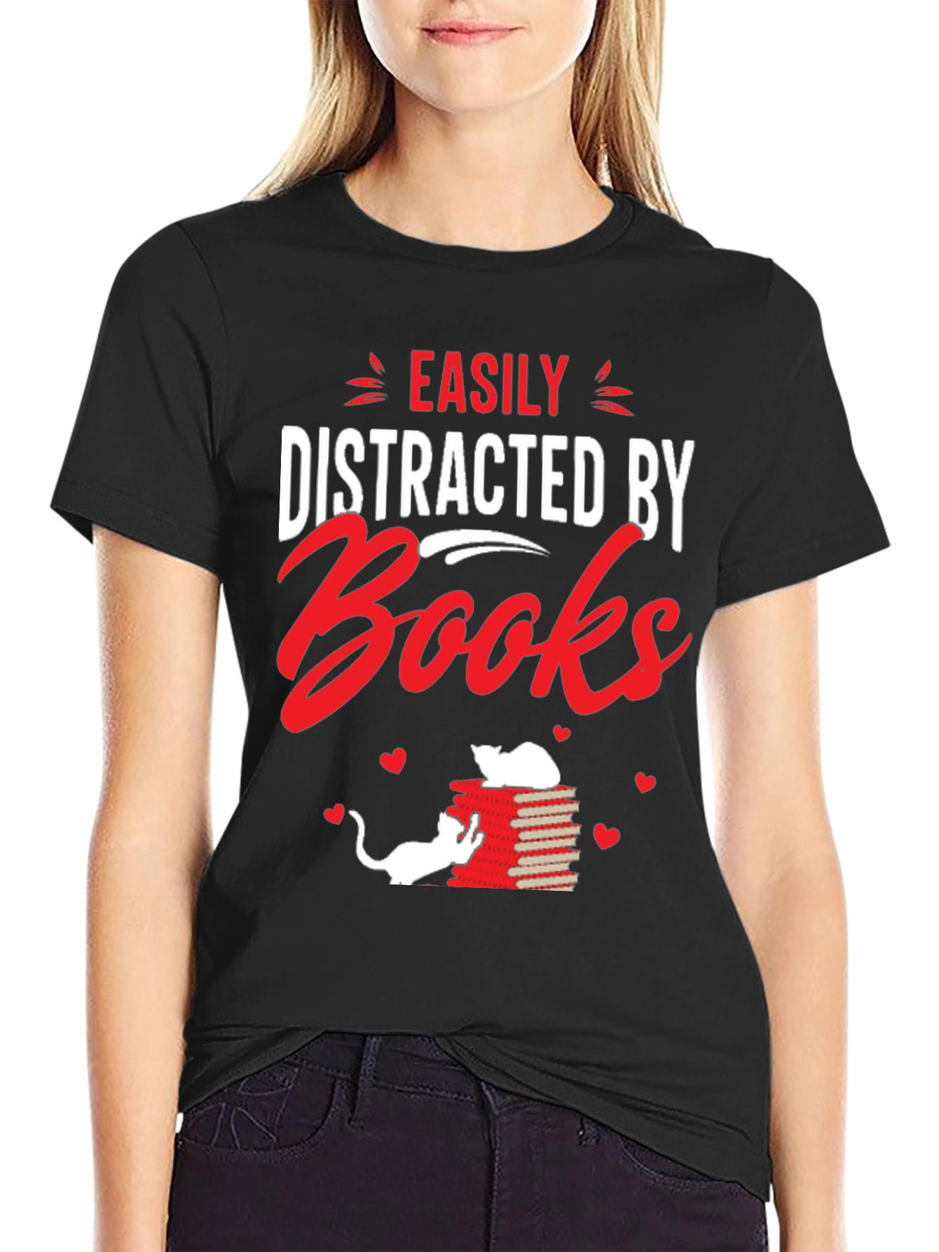 Easily Distracted By Books Graphic T-Shirt