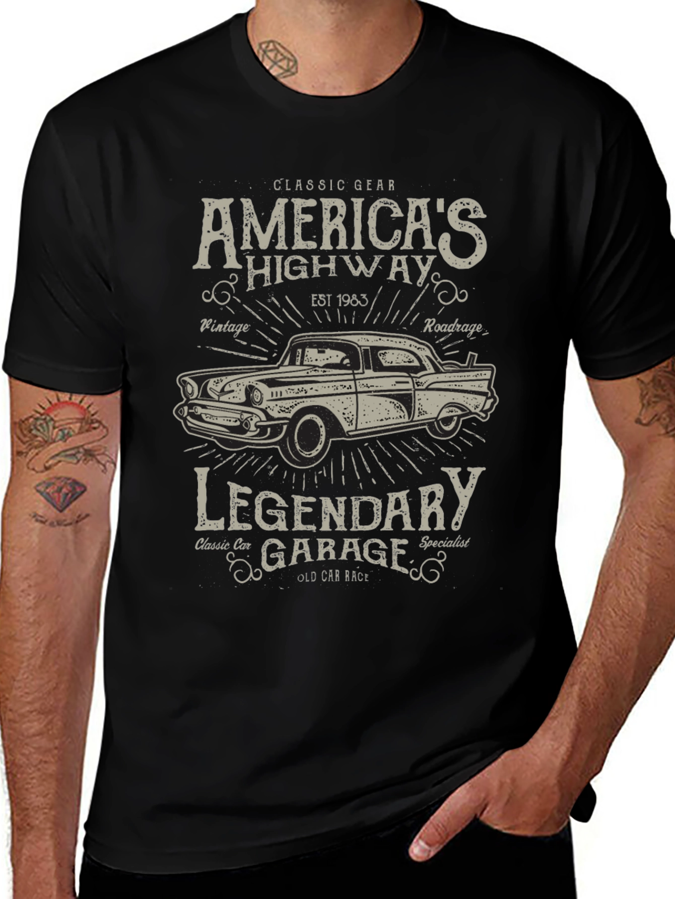 Americas Highway Legendary Garage Graphic T-Shirt