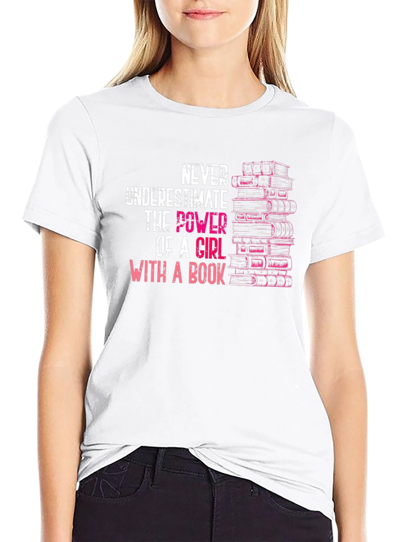 Never Underestimate Girl With A Book T-Shirt