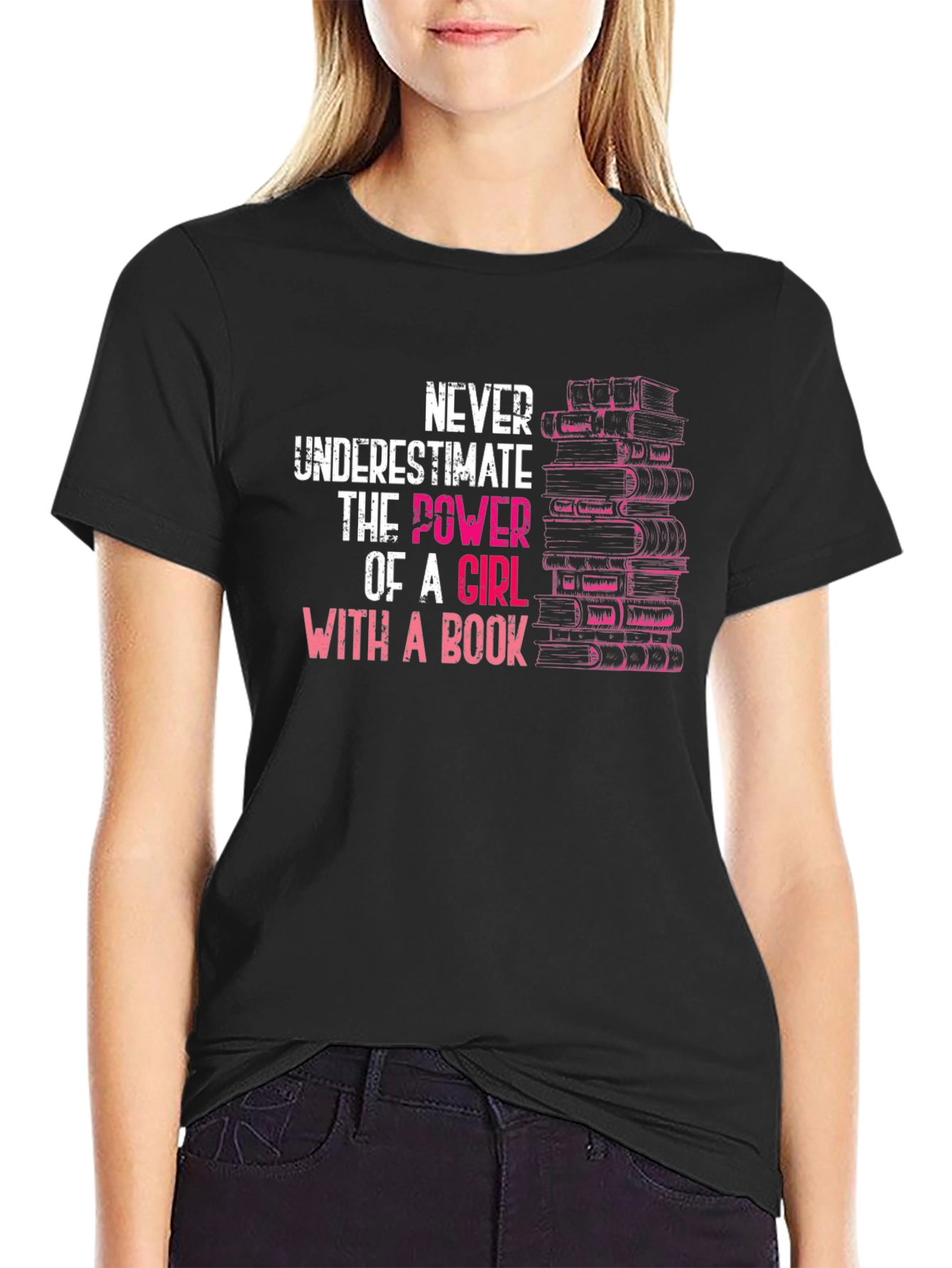 Never Underestimate Girl With A Book T-Shirt