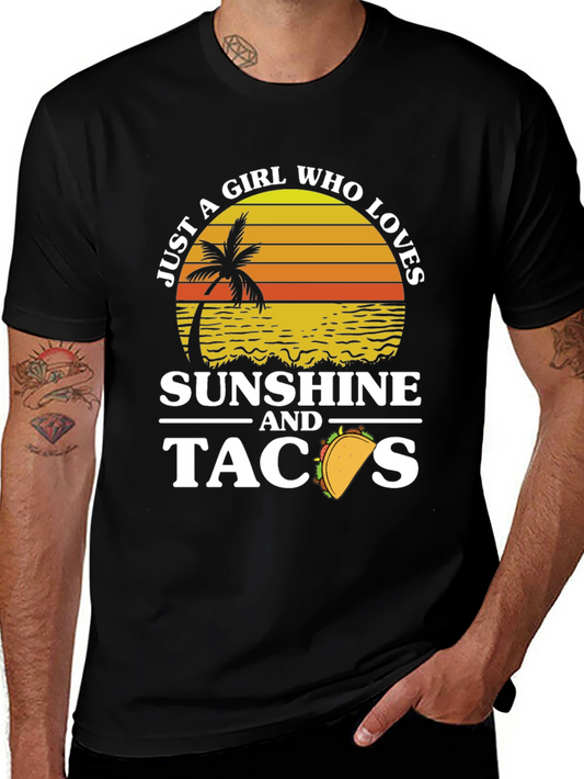 Sunshine & Tacos Graphic T-Shirt - Beach Lover Tee