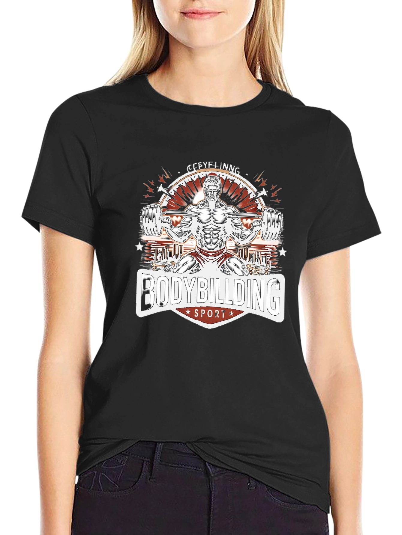 Bodybuilding Sport Graphic Tee - Black T-Shirt