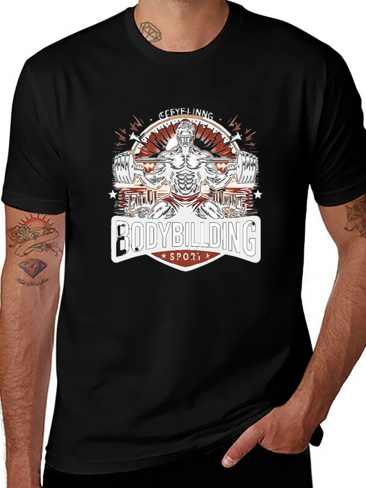 Bodybuilding Sport Graphic Tee - Black T-Shirt