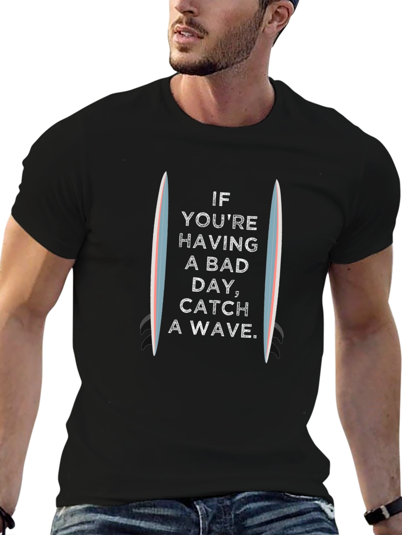 Catch a Wave Graphic Tee - Surfboard Design