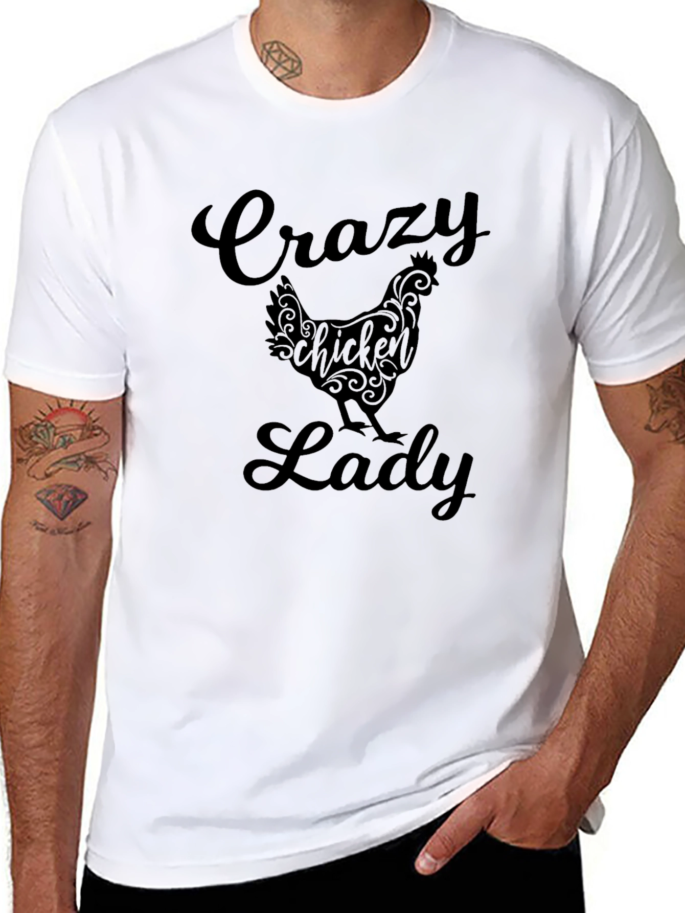 Crazy Chicken Lady Graphic T-Shirt - Black
