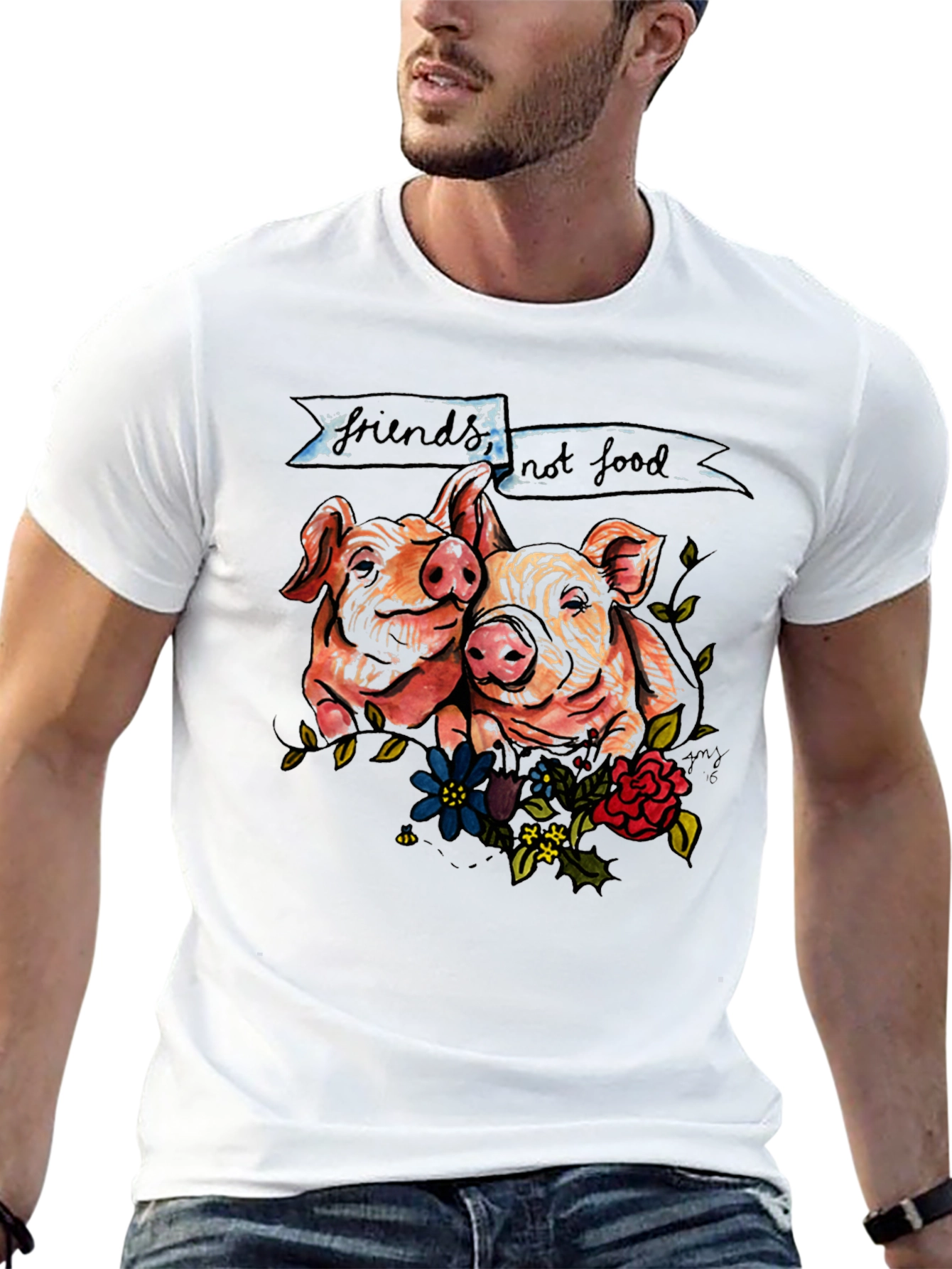 Friends Not Food Pig Graphic T-Shirt
