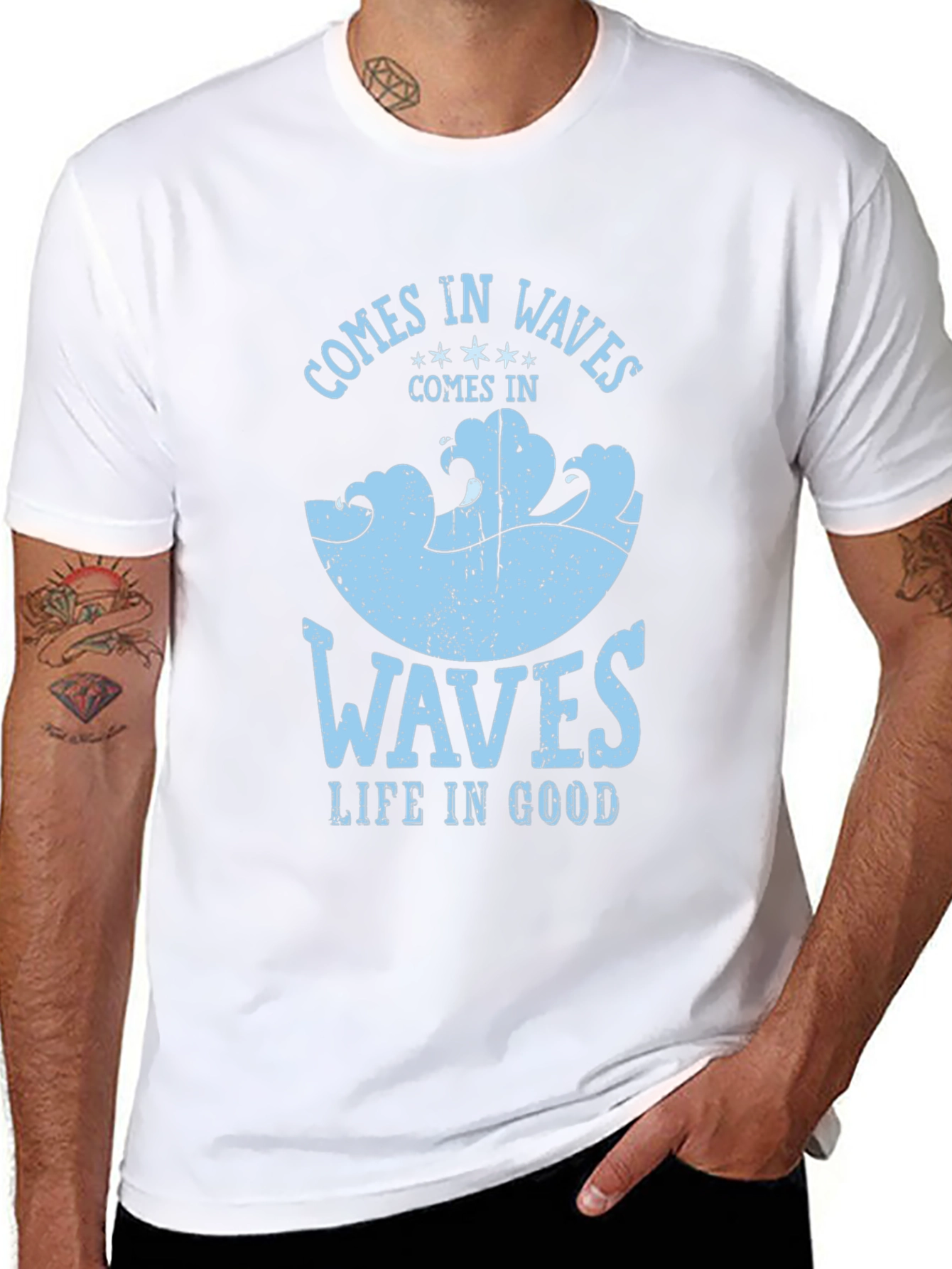 Comes in Waves Graphic Tee - Mens Black T-Shirt