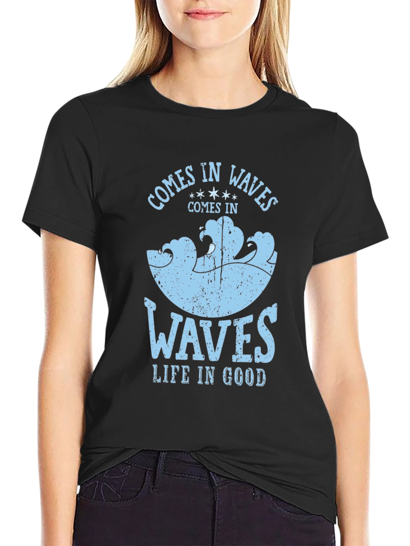 Comes in Waves Graphic Tee - Mens Black T-Shirt