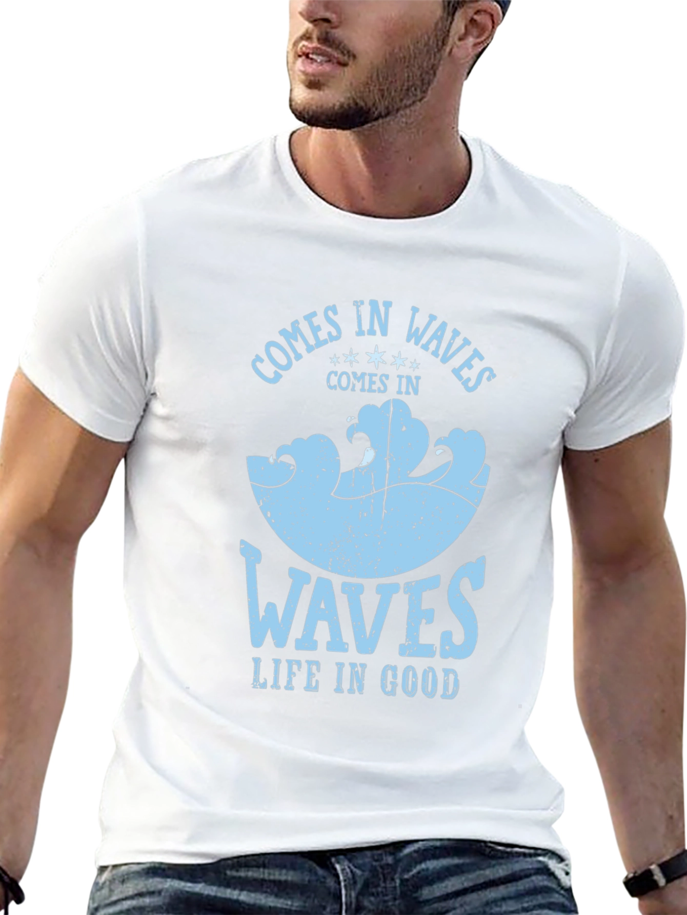 Comes in Waves Graphic Tee - Mens Black T-Shirt