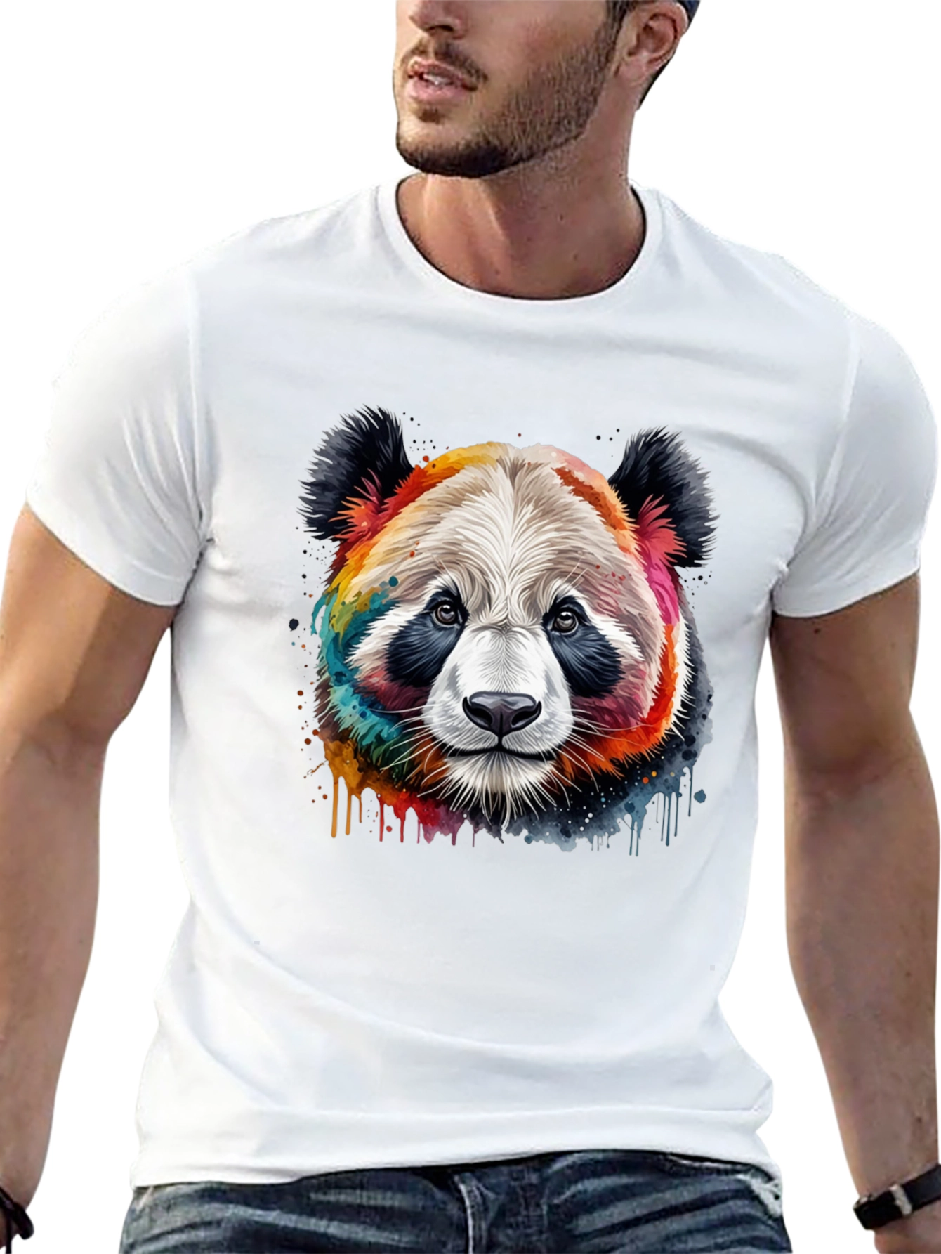 Rainbow Panda Graphic T-Shirt