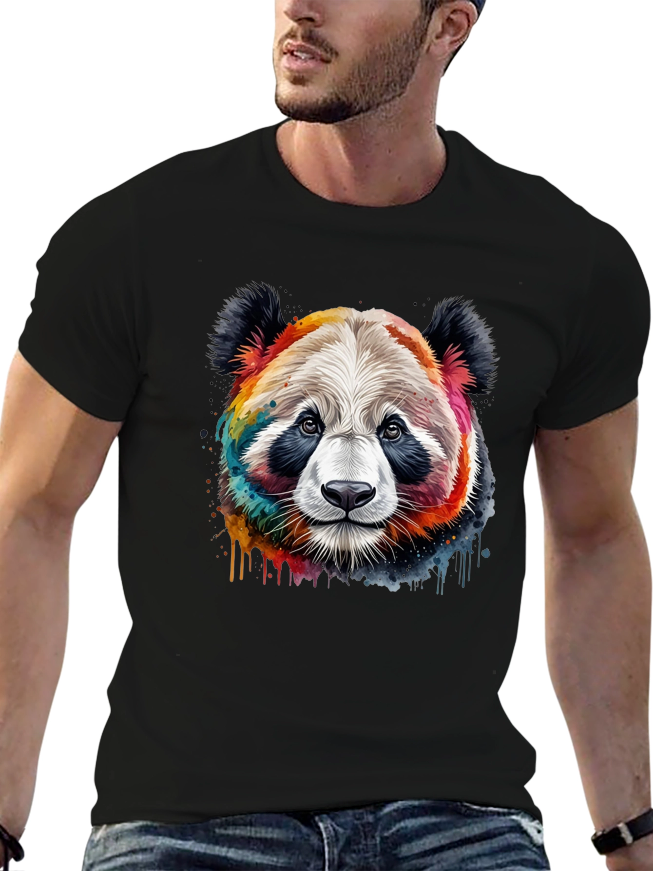 Rainbow Panda Graphic T-Shirt