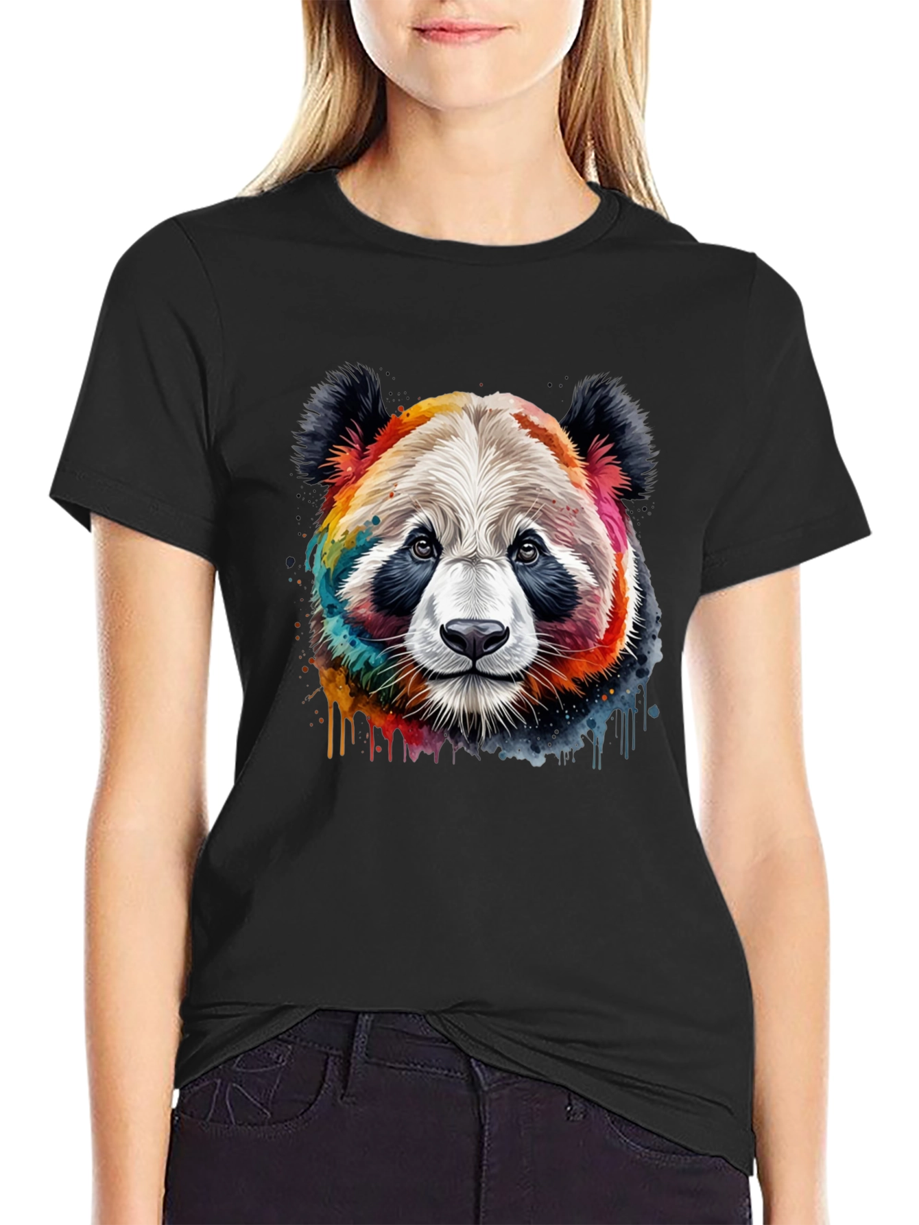 Rainbow Panda Graphic T-Shirt