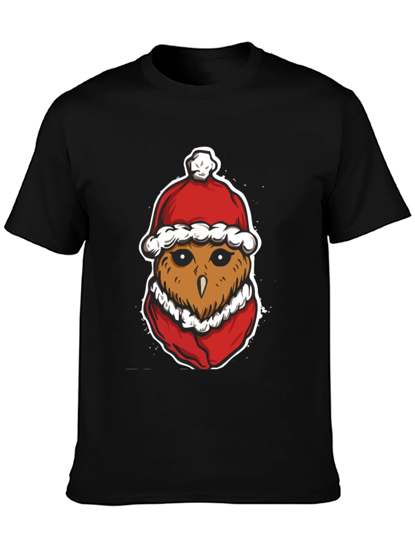 Festive Owl Santa Hat Graphic T-Shirt