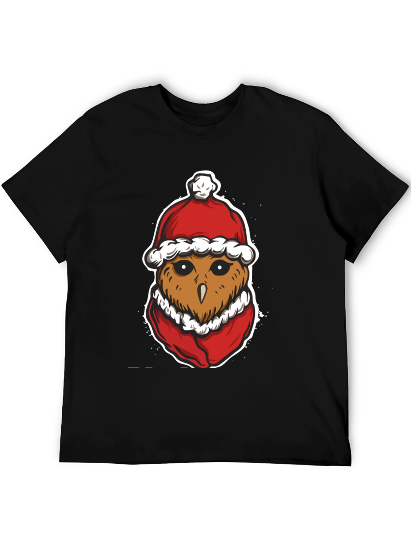 Festive Owl Santa Hat Graphic T-Shirt