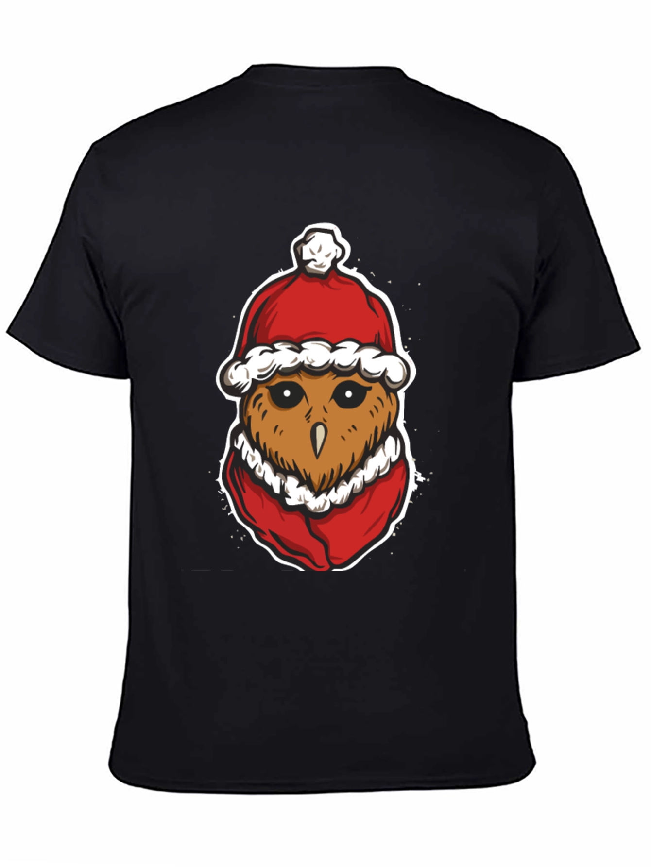 Festive Owl Santa Hat Graphic T-Shirt