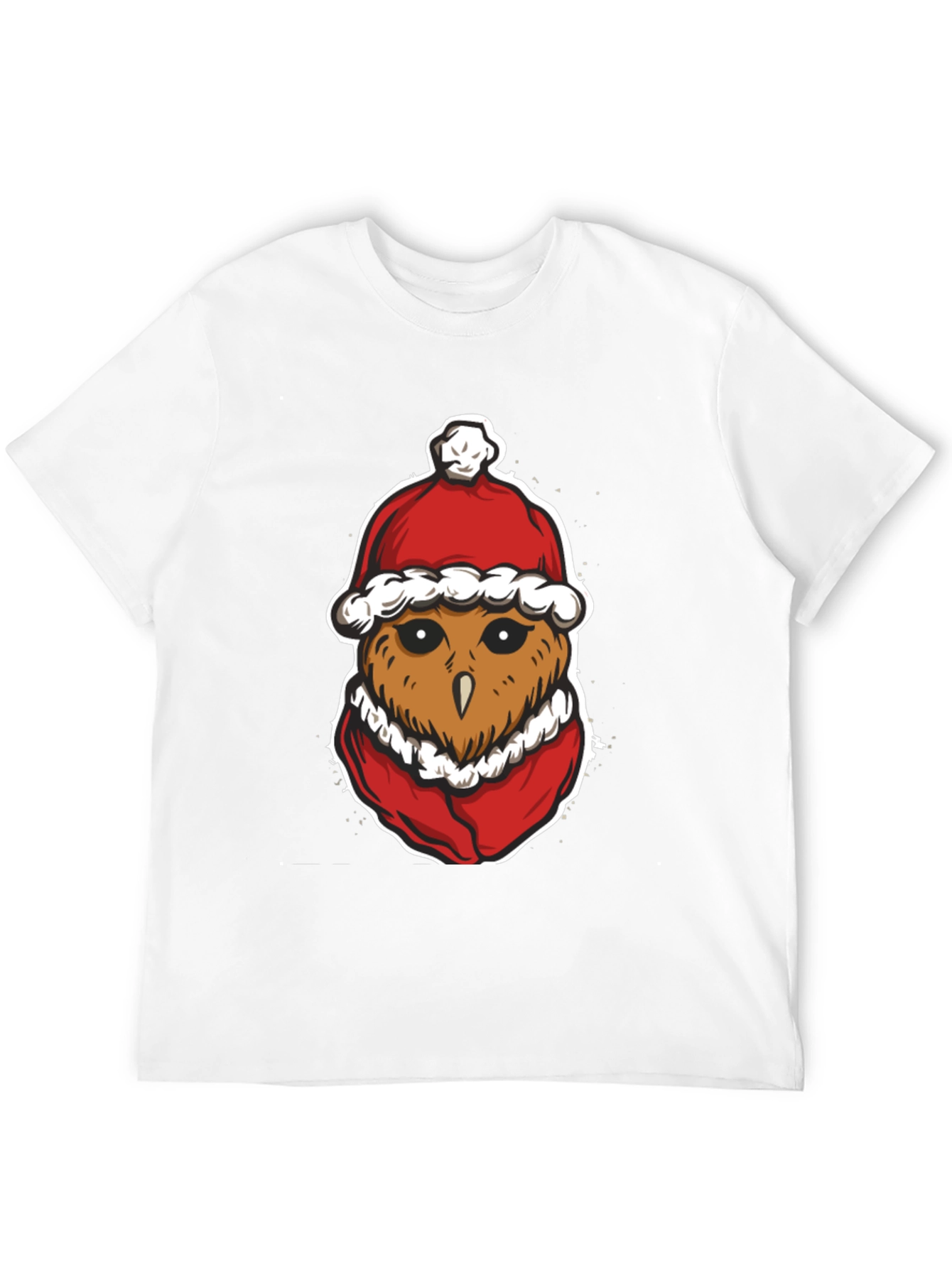 Festive Owl Santa Hat Graphic T-Shirt